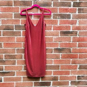 Velveteen Vertical Stripe Midi Dress